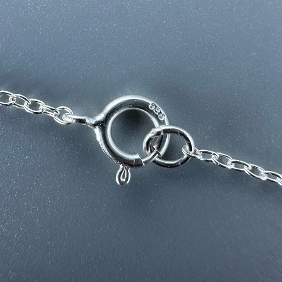 Sterling Silver CZ Crescent Moon Necklace - Picture 7 of 11